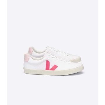 Women's Veja ESPLAR SE CANVAS Shoes White/Orange/Pink | SG 513ZUT